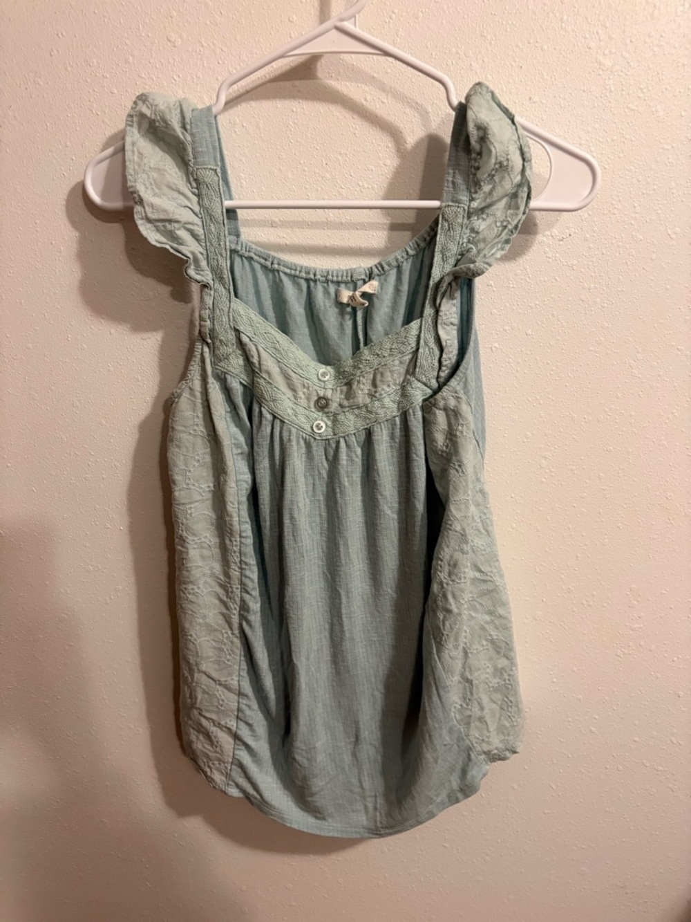 Maurices Pale Blue Lace-Trim Tank Top